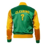 Clearing Question Mark Color Block Satin Jacket