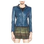 The Tomorrow People Peyton List Blue Leather Jacket