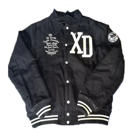 10 Deep Black Cats Varsity Jacket