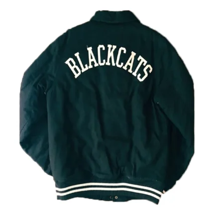 10 Deep Black Cats Letterman Jacket