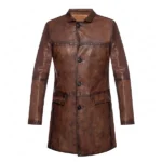 Dwayne Johnson Red Notice Brown Leather Coat