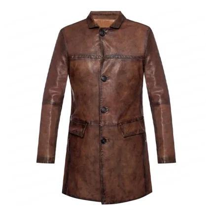 Dwayne Johnson Red Notice Brown Leather Coat