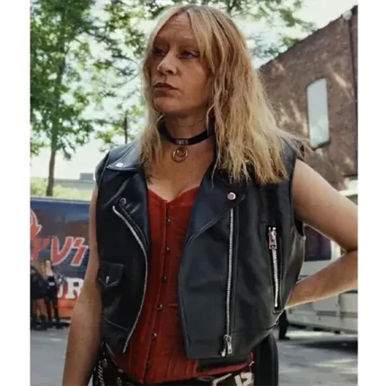 Poker Face Ruby Ruin Black Leather Vest