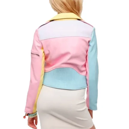 Women's Moto Rainbow Pastel Leather Jacket