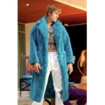 DJ Khaled Justin Bieber Blue Faux Fur Coat
