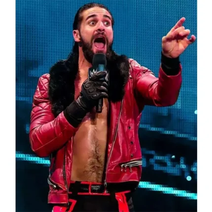 Seth Rollins Red Leather Jacket