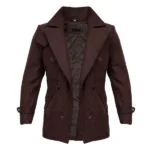 Tom Hiddleston brown wool peacoat