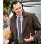 Tom Hiddleston Brown wool coat