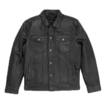 Driggs Full-Button Black Leather Jacket