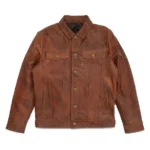 Driggs Full-Button Light Brown Leather Jacket