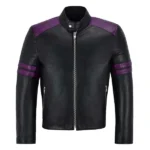 Fight Club Black and Purple Leather Jacket