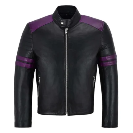 Fight Club Black and Purple Leather Jacket