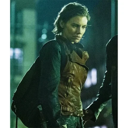 Lauren Cohan The Walking Dead City Brown Leather Vest