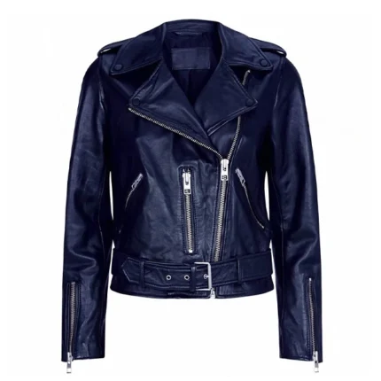 Legacies S04 Danielle Rose Russell Blue Leather Jacket