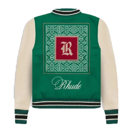 Rhude Green Letterman Jacket