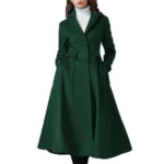 Womens Swing Dark Green Wool Coat
