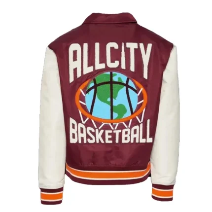 All City Basketball Maroon Letterman Jacket