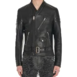 Blackmeans Black Leather Biker Jacket