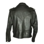 Mens 1960s Motorcycle Belted Black Leather Jacket