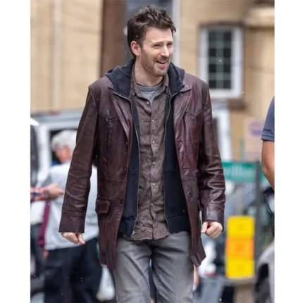 Red One Chris Evans Brown Leather Jacket