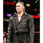 Ronda Rousey Cropped Biker Black Leather Jacket