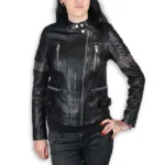 Womens Megyn AC DC Black Leather Jacket