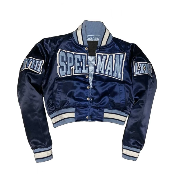 Womens-Spelman-College-Blue-Satin-Jacket Women's Spelman College Blue Satin Jacket