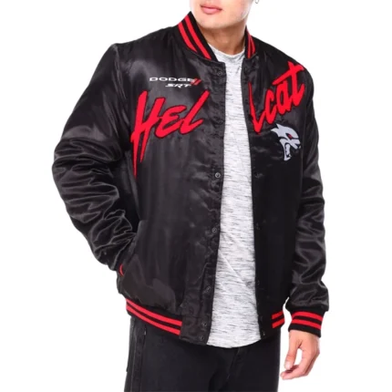 Dodge Hellcat Flame Black Satin Jacket