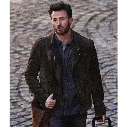 Ghosted Chris Evans Brown Suede Leather Jacket