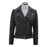 1UP Ruby Rose Biker Black Leather Jacket