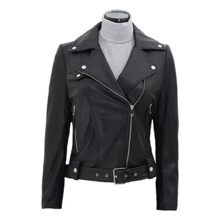 1UP Ruby Rose Biker Black Leather Jacket