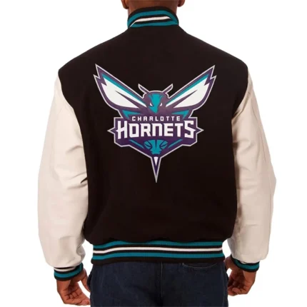 Charlotte Hornets Brown And White Letterman Jacket