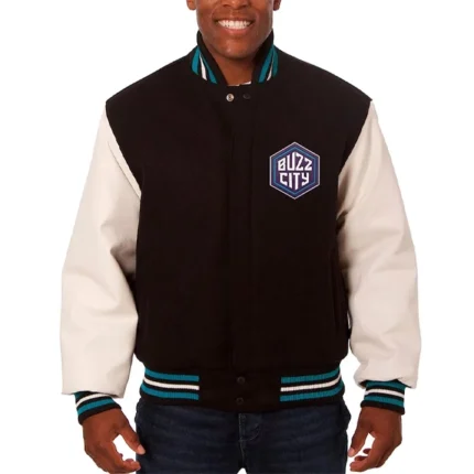Charlotte Hornets Brown And White Varsity Jacket