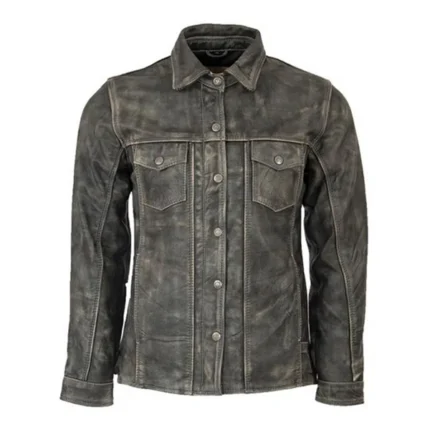 Ranch Hand Cowboy Grey Leather Jacket