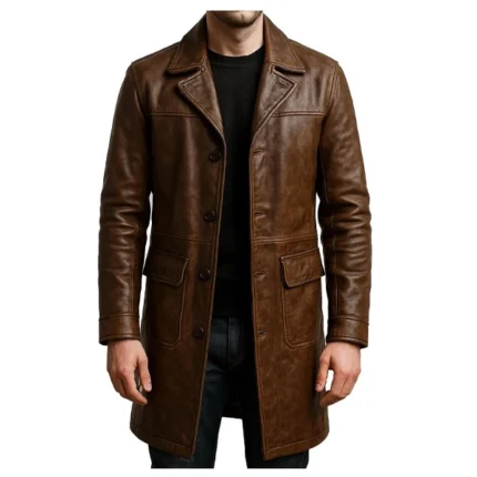 Mens Brown Leather Coat