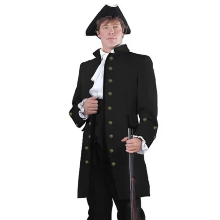 Colonial Civilian Militia Black Wool Coat