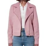 Savannah Guthrie The Today Show Pink Leather Biker Jacket