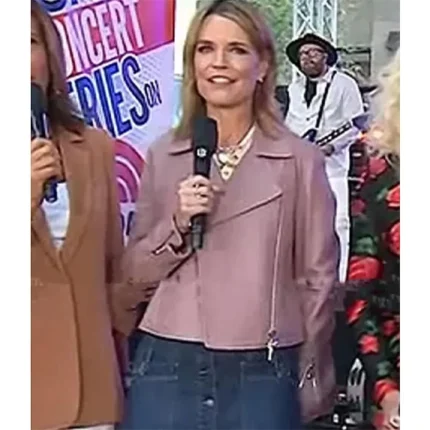 Savannah Guthrie The Today Show Pink Leather Jacket