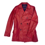 Dakota Johnson Madame Web Maroon Leather Coat
