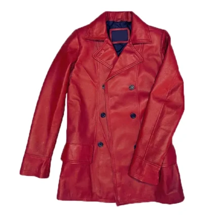 Dakota Johnson Madame Web Maroon Leather Coat