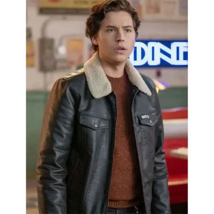 Riverdale S06 Cole Sprouse Trucker Black Leather Jacket