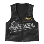 Spider Web Supreme Black Leather Vest