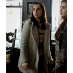 Ana De Armas Knives Out Wool Grey Coat