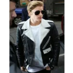 Justin Bieber Black and White Biker Jacket - Image 2