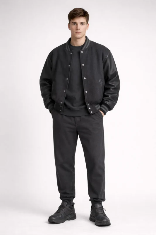 Charcoal varsity jacket