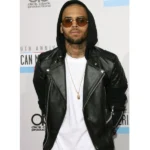Chris Brown Black Leather Jacket