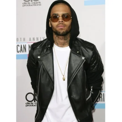 Chris Brown Black Leather Jacket