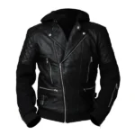 Chris Brown Black Leather Jacket with Hood