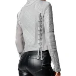 Dakota Kai WWE Pay-Per-View Gray Moto Leather Jacket - Image 3