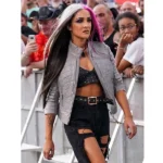 Dakota Kai WWE Pay-Per-View Gray Leather Jacket